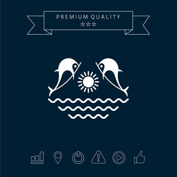 海豚与太阳海洋标志图片下载