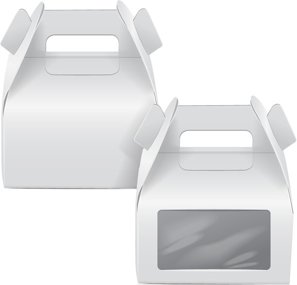 逼真的纸制蛋糕套装套装白盒子模拟图片下载