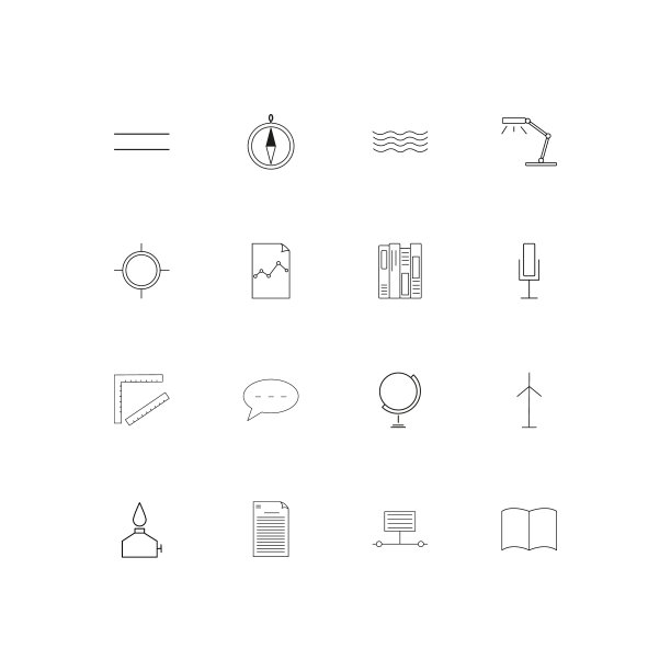 教育和科学线形薄图标集图片下载