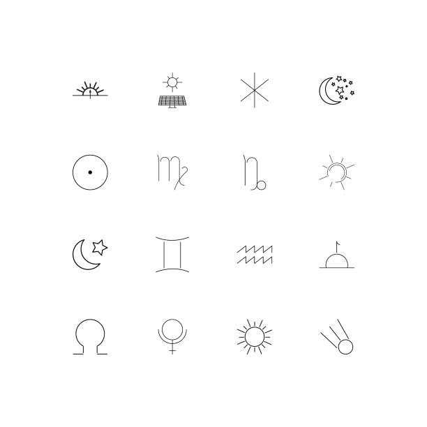 占星术简单的线性图标设置概述图标图片下载