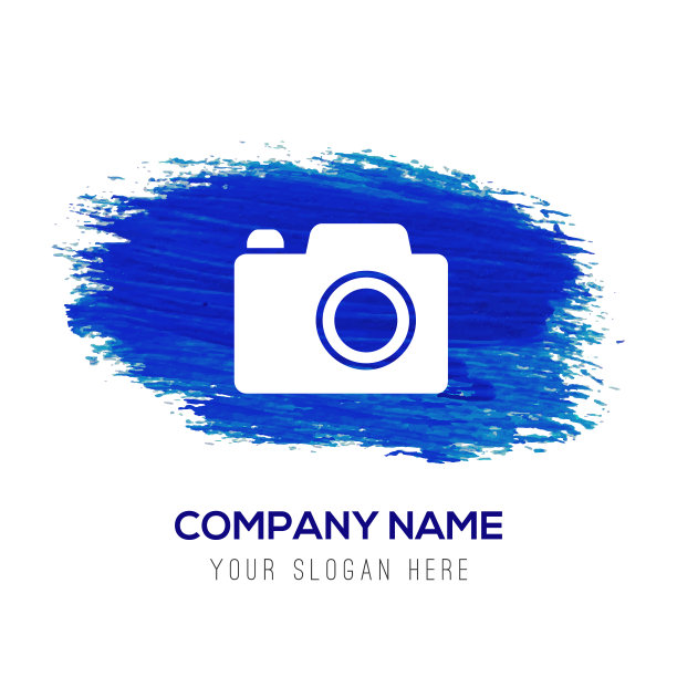 照片相机图标-蓝色水彩背景图片下载