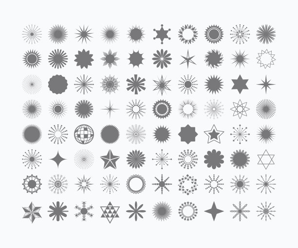 完整的80颗星星光芒的标志和符号图片下载