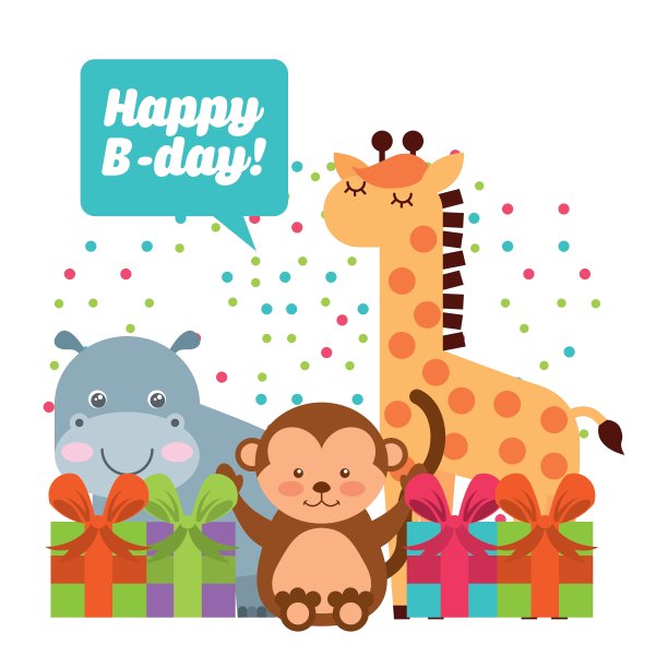 动物可爱的生日庆祝会图片下载