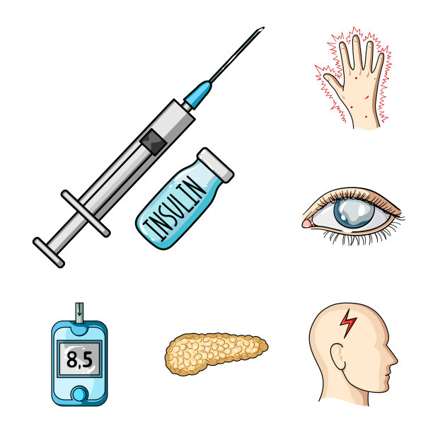 糖尿病卡通图标集合图片下载