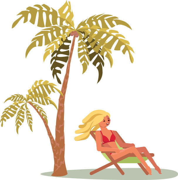 一个年轻女子躺在躺椅上图片下载