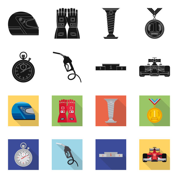 汽车的孤立对象和汽车拉力赛图标集图片下载