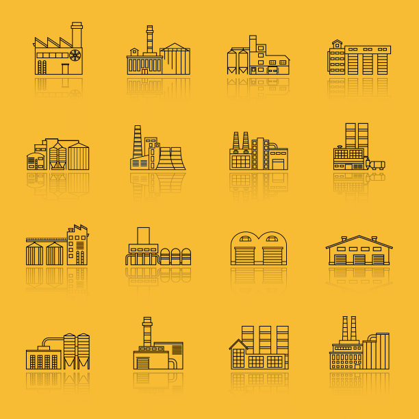 建造工厂轮廓图标集图片下载