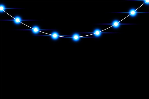 一套蓝色花环的节日装饰发光图片下载