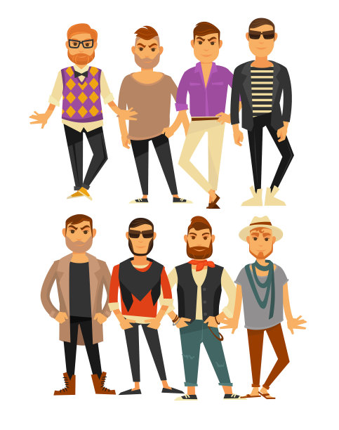 男装模特穿着不同休闲装图片下载