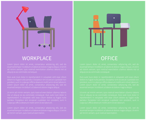 办公室工作场所设计桌子与电脑笔记本图片下载