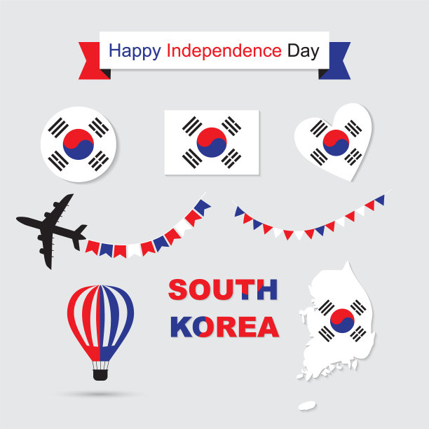 韩国国旗和地图图标设置图片下载