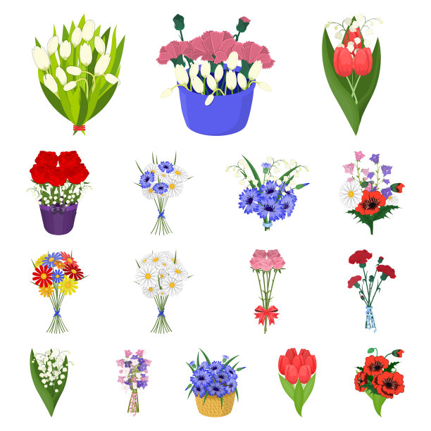 一束鲜花卡通图标在集图片下载