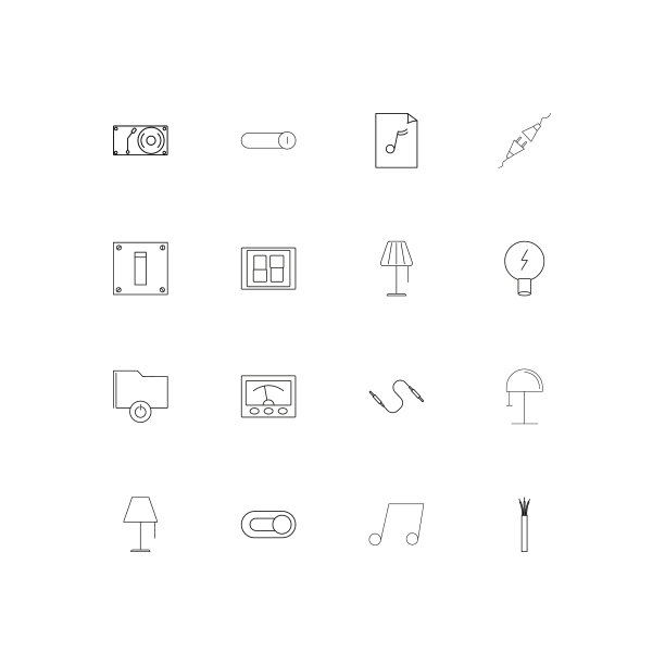 电子简单的线性图标设置概述图标图片下载