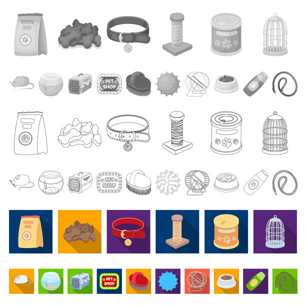 宠物商店平面图标在集合设计图片下载