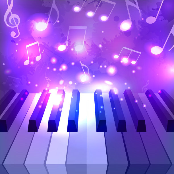 钢琴键，音符和闪光为你的d图片下载