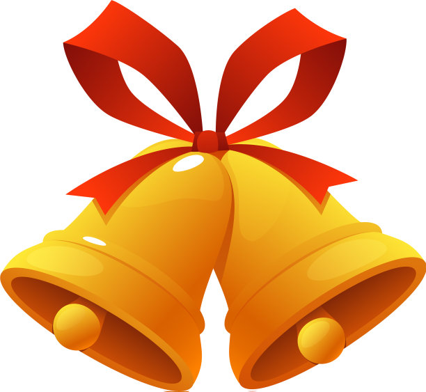 金色的圣诞钟声配着红色的丝带，铃儿响叮当图片下载