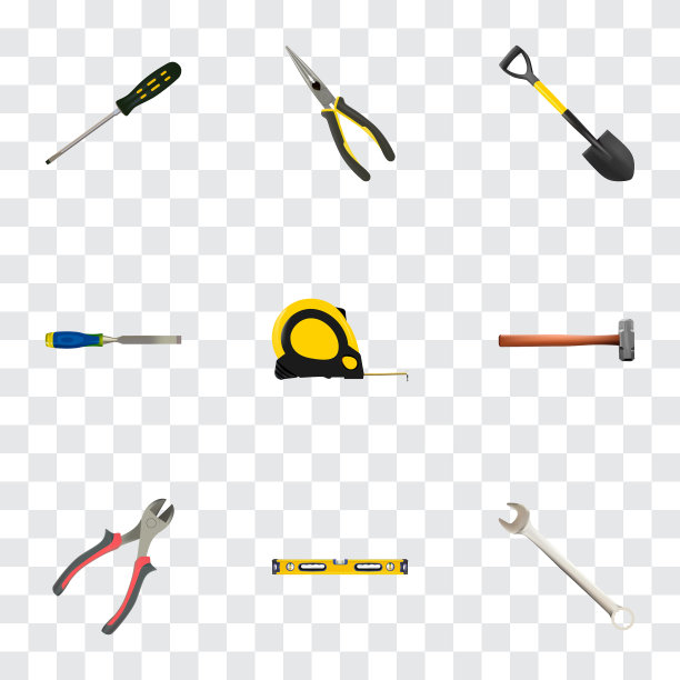 逼真的钳子铅锤尺木匠和图片下载