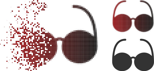破碎的像素半色调眼镜图标图片下载