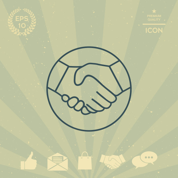 象征握手的圆圈线图标图片下载