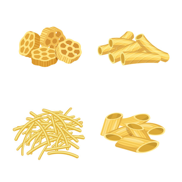 设计面食和碳水化合物标志集图片下载