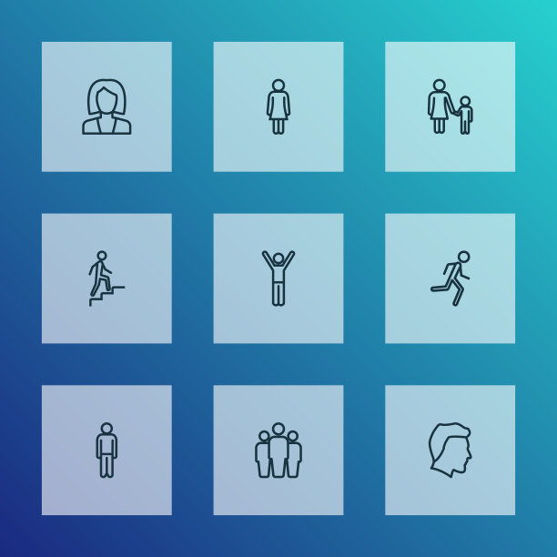 人类图标线条风格设置与人类的幸福图片下载