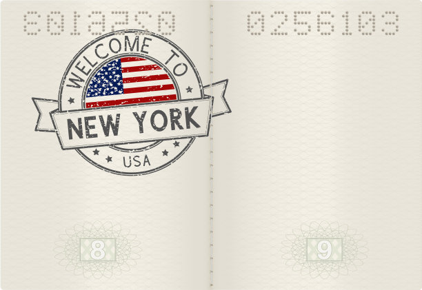 护照页，欢迎到美国纽约图片下载