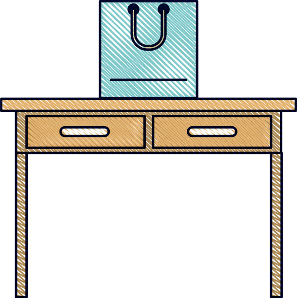 书桌桌子与抽屉正面视图与购物图片下载