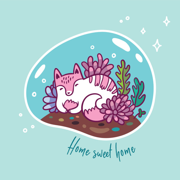 可爱的卡哇伊猫的花卉盆景图片下载