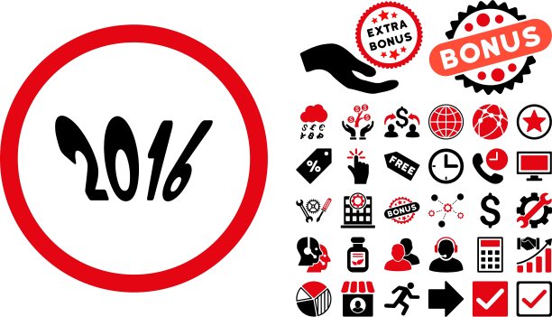 2016年扁平风格图标与赠品图片下载