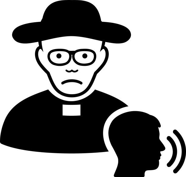 悲伤的信徒忏悔黑色图标图片下载