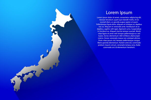 抽象的日本地图与长阴影在蓝色图片下载