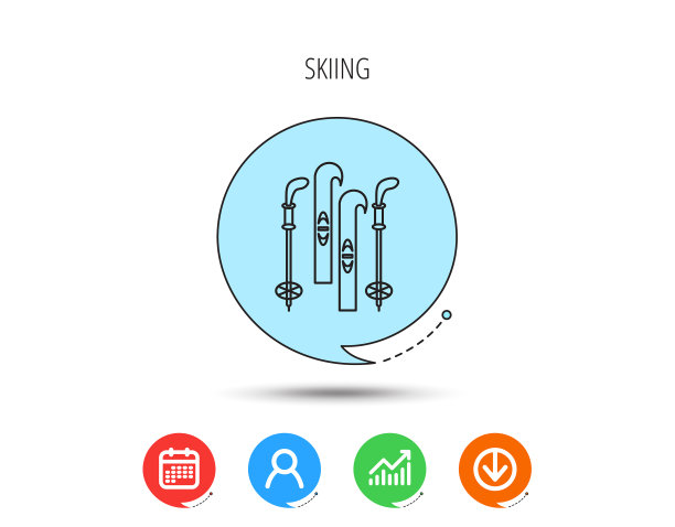 滑雪图标和棍棒标志图片下载