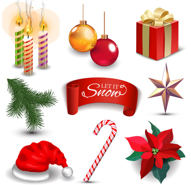 圣诞新年节日装饰逼真图片下载