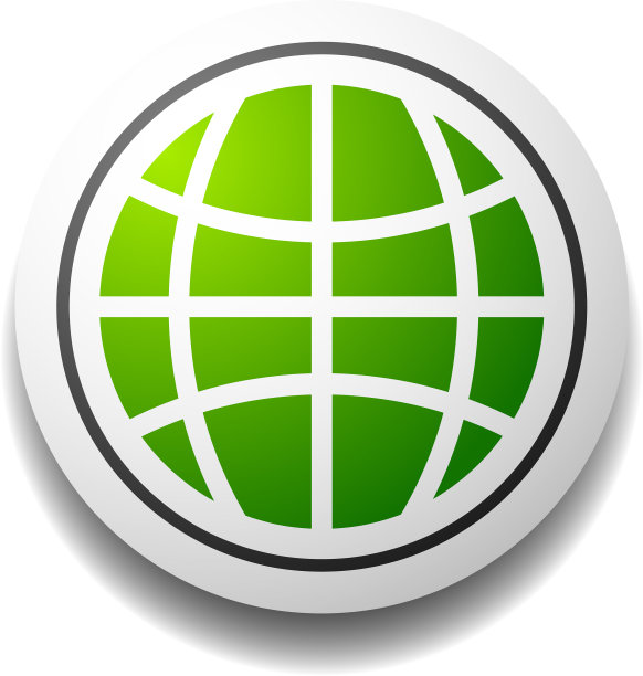 绿色星球图标符号与网格线框图片下载