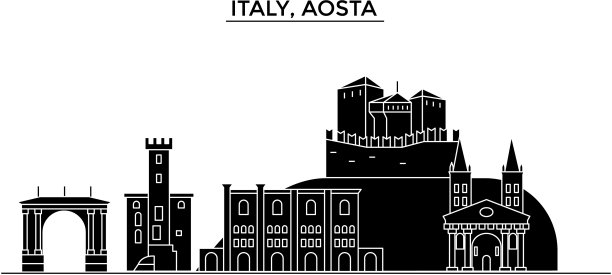 意大利奥斯塔建筑城市天际线图片下载