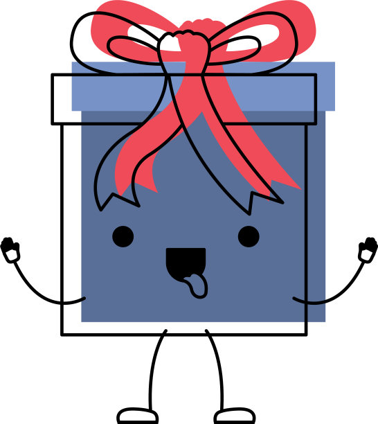 动画可爱的礼盒图标与装饰图片下载