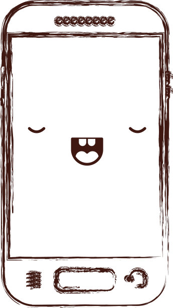 卡哇伊智能手机图标在单色模糊图片下载