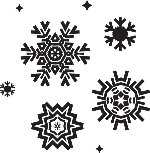 雪花黑色扁平图标集图片下载