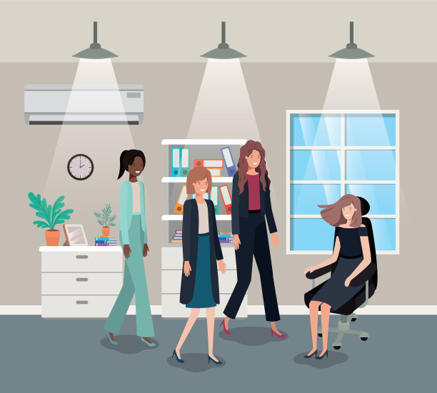 走廊办公室与商务人员合作图片下载