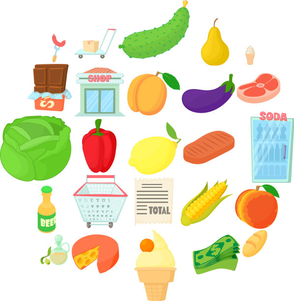 种植蔬菜图标设置卡通风格图片下载