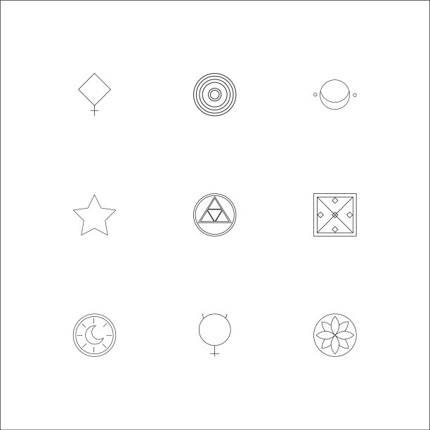 占星术轮廓图标集图片下载