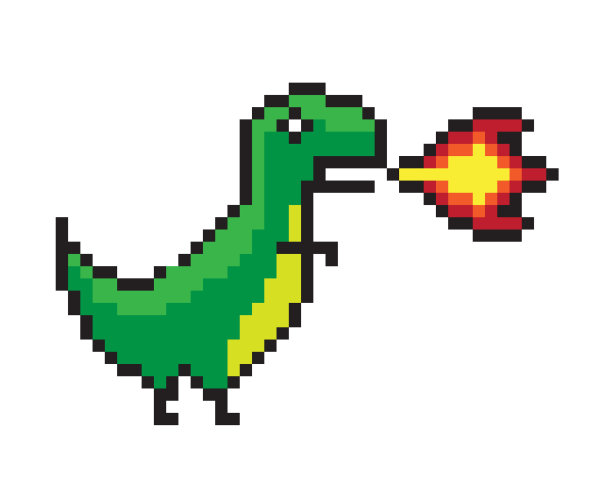 危险恐龙制作一个火焰色像素横幅图片下载