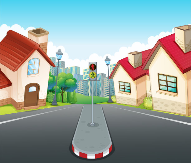 有房子和道路的社区场景图片下载