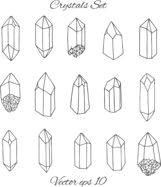 设置在白色背景上的晶体轮廓图片下载