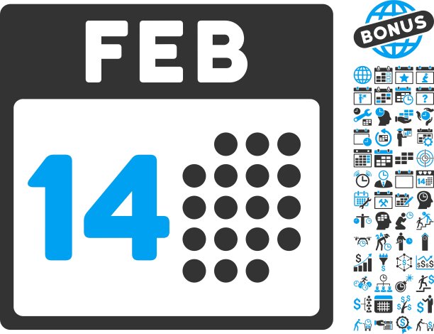 浪漫情人节扁平图标与奖金图片下载