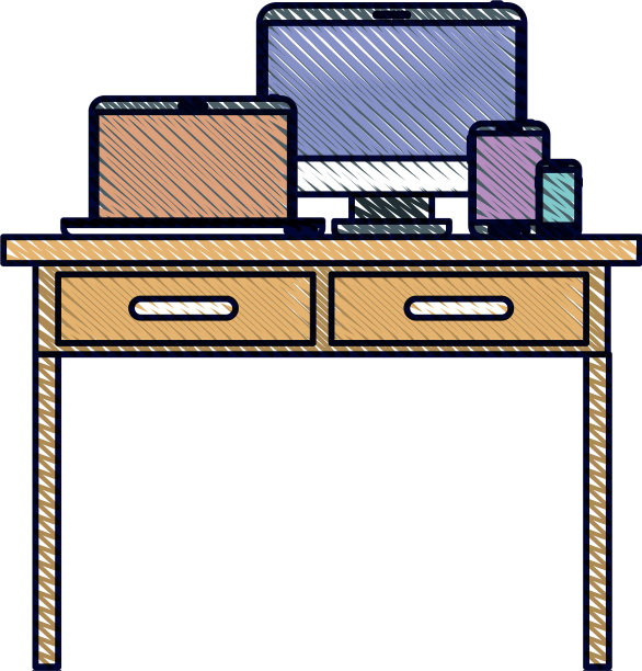 书桌桌子与抽屉前视图与技术图片下载