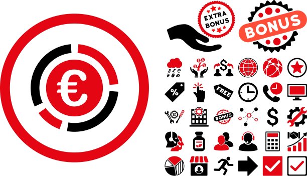欧元金融图解扁平图标及赠品图片下载