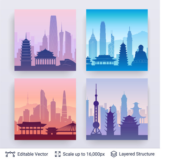 著名的城市景观收集素材图片