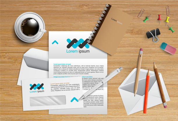 逼真的办公桌与不同的对象图片下载