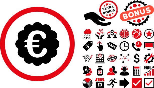 欧元质量印章扁平图标图片下载
